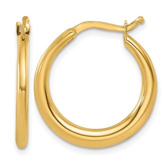 Diamond2Deal 14K Yellow Gold Tapered 2.2mm Round Shape Hoop Earrings