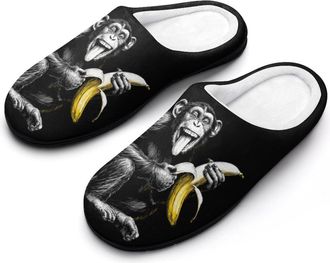 Generic Chimpanzee Monkey Banana Womens Slippers Winter Warm House Shoes Indoor Outdoor Hotel Slipper