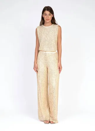 Ange Antona Sequin Pants In Ecru