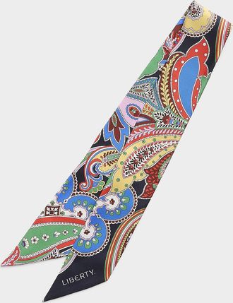 Liberty Womens Paisley fanfare narrow pure silk scarf Made with Liberty Fabric