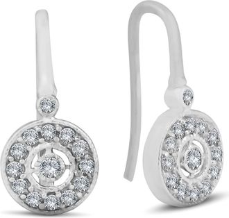 Pompeii3 1/3ct Pave Diamond Vintage Halo Earrings 10K White Gold 1/2 Tall