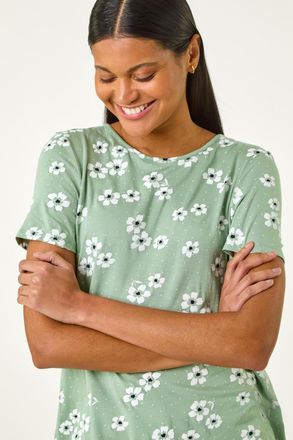 Roman Floral Spot Print Tunic Top