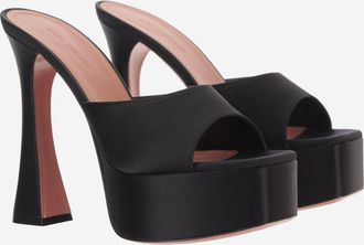 Amina Muaddi Womens Slipper Dalida 140 Black Satin