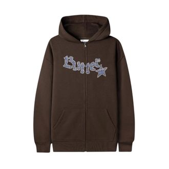 Butter Goods Zip-throughs, male, Brown, XL, Brown Zip-Thru Hoodie with Applique