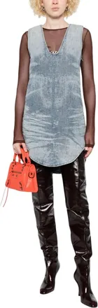 Diesel Sky Blue V Neck Mini Dress