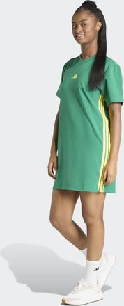 adidas Shirtkleid ADIDAS SPORTSWEAR ESSENTIALS -, 3-STREIFEN, SINGLE JERSEY, Damen, Gr. XXL, N-Gr, bold gr&uuml;n, bright gelb, Obermaterial: 93% Baumwolle, 7% El