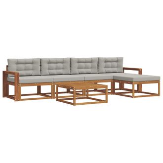 vidaXL Conjunto De Sof&aacute;s De Exterior 6 Pcs Gris Natural Y Claro Vidaxl