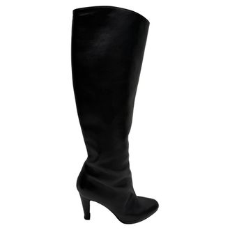 Christian Louboutin Christian Louboutin Amandel-Tip Knie-Hoge Laarzen in Zwart Leer