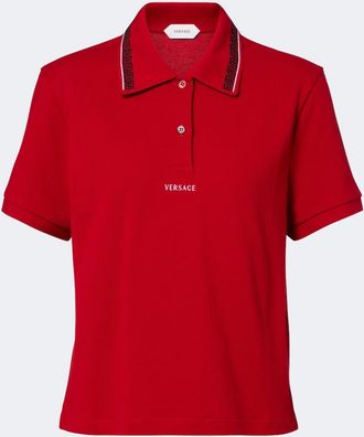 Versace Greca cotton piqu&eacute; polo shirt