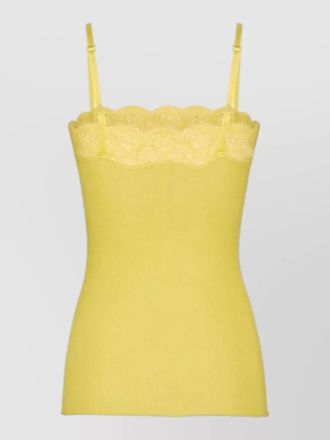 Saint Laurent lace trim ribbed top adjustable straps