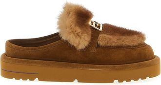 Fendi Suede And Fur Sabots