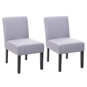 Hhg Hhg - Lote De 2 Silla De Comedor 172, Silla Lounge, Tela/textil, Gris