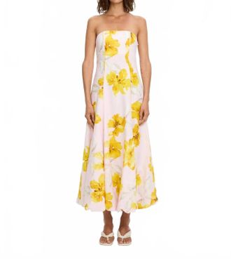 Kivari Francine Strapless Maxi Dress In Pink Yellow