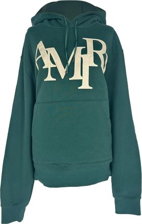 Amiri Logo-Applique Hoodie in Green Cotton