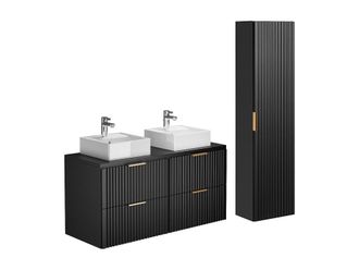 VENTE-UNIQUE.COM Conjunto de ba&ntilde;o madera negro