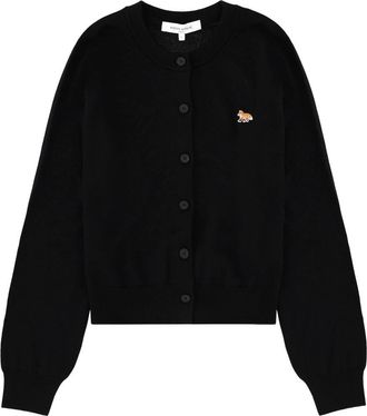 Maison Kitsun&eacute; Baby Fox Patch Regular-Fit Wool Cardigan