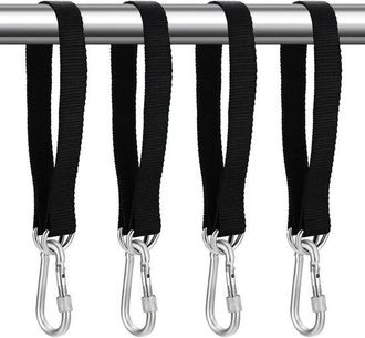 No Brand Juego De 4 Correas Para Hamaca De 50&times;25 Mm, Con Mosquetones Y Anillas En D, Aptas Para Columpios De &Aacute;rbol Y Hamacas De Jard&iacute;n