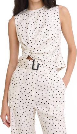Matthew Bruch Twist Tank Top In Cream With Black Polka Dot