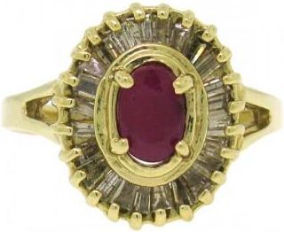 Allurez 0.80ct Diamond & 1.00ct Ruby 14k Yellow Gold Ring