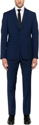 Emporio Armani Single-breasted Pak - Heren - Business pakken - Blauw - 2XL - Wol - Kostuums