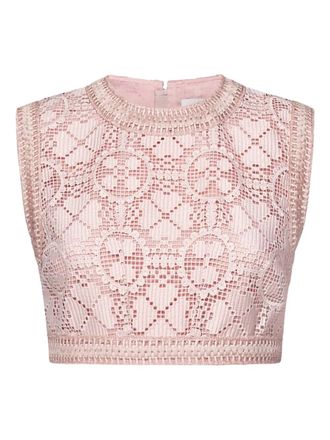 Giambattista Valli crochet lace top - Pink