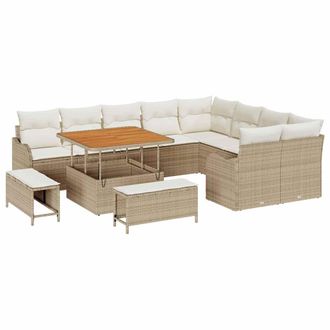 vidaXL Conjunto De Sof&aacute; De Jard&iacute;n Con Coj&iacute;n 12 Pcs Beige Y Crema