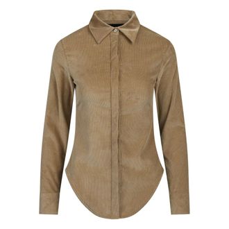 Dondup Overhemden, Dames, Beige, XL, Katoen, Super Slim-Fit Corduroy Shirt