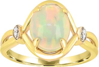 Diamond2Deal 10K Yellow Gold Opal and Diamond Engagement Ring ( 1.35Ct)