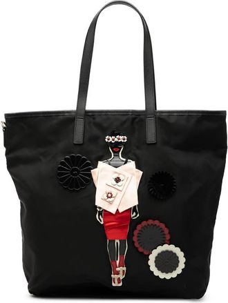 Prada Pre-owned Prada Saffiano Trimmed Tessuto Applique Tote Ladies TLNNK8HA10BO907V