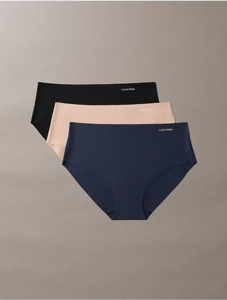 Calvin Klein Womens Invisibles 3-Pack Hipster - Blue - XL
