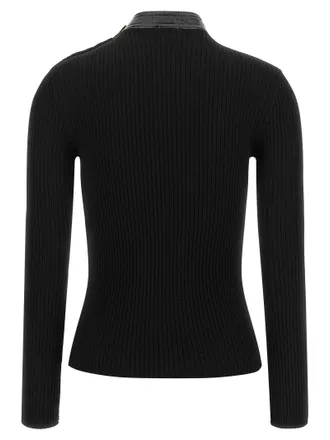 Courr&egrave;ges Vinyl Collar Ribbed Sweater - Black