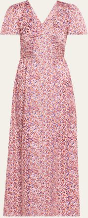 Kika Vargas Lara Dots Satin Maxi Dress