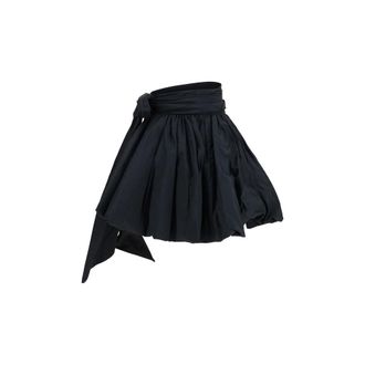 Blumarine Taffeta with Three-Dimensional Roses Skirt - Black