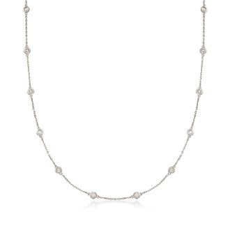 Ross-Simons 1.00- Bezel-Set Diamond Station Necklace in Sterling Silver