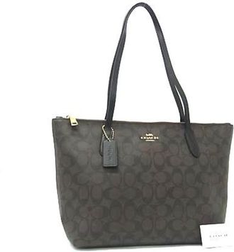 Coach Brown Leather Pvc Handbag Shoulder Bag Tote Bag (Pre-Owned)