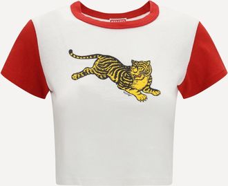 Kenzo T-shirt cropped in cotone Kenzo Jumping Tiger Woman XS