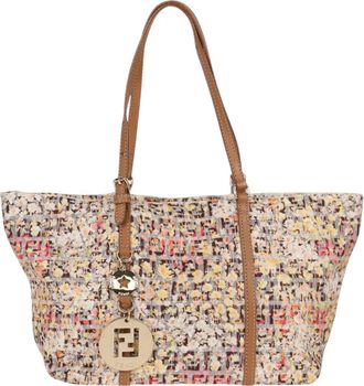Fendi Roll Bag Beige Canvas Handbag (Pre-Owned)