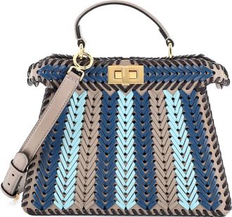 Fendi Peekaboo ISeeU Bag Woven Leather Small satchel - Blauw