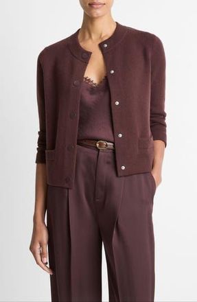 Vince Shrunken Wool & Cashmere Snap Cardigan in Fig at Nordstrom Rack, Size Xx-Small