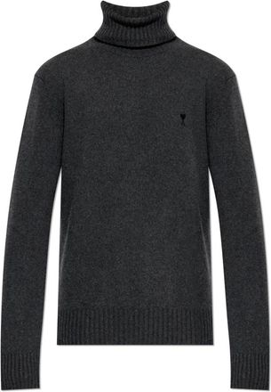 Ami Kasjmier coltrui - Heren - Cashmere truien - Grijs - XL - Kasjmier - Truien & Vesten