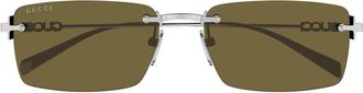 Gucci GG1941S002 Rectangle Rimless Sunglasses - Silver