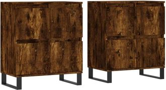 vidaXL Aparadores 2 Piezas Madera Contrachapada Roble Ahumado Vidaxl