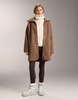 Oysho Giacca in montone sintetico lunga color cuoio m&eacute;lange-Marrone