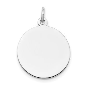 Diamond2Deal 10K White Gold Plain.018 Gauge Circular Engravable Disc Charm Pendant