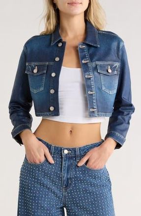 L'agence Genevie Crop Coated Denim Jacket in Ladera Coated at Nordstrom Rack, Size Xx-Small