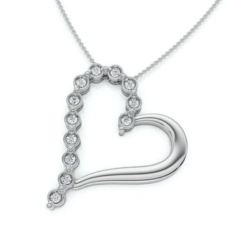 Pompeii3 Diamond Heart Pendant Gold Necklace Lab Grown 18
