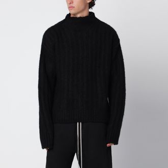 Rick Owens Maglione Turtle nero in cashmere e seta