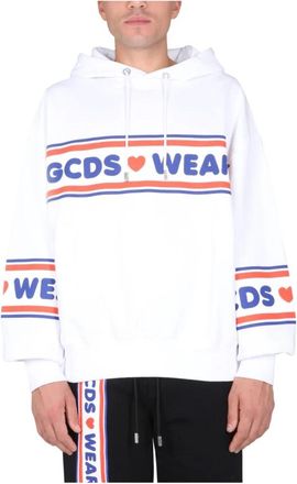 GCDS Hoodie met trekkoord - Heren - Hoodies - Wit - S - Hoodies & sweatvesten
