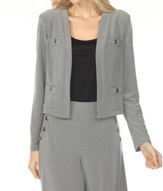 Joseph Ribkoff Open Front Long Sleeve Bolero In Grey Melange