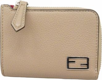 Fendi Grayish Leather Coin Purse/Coin Case (Pre-Owned)